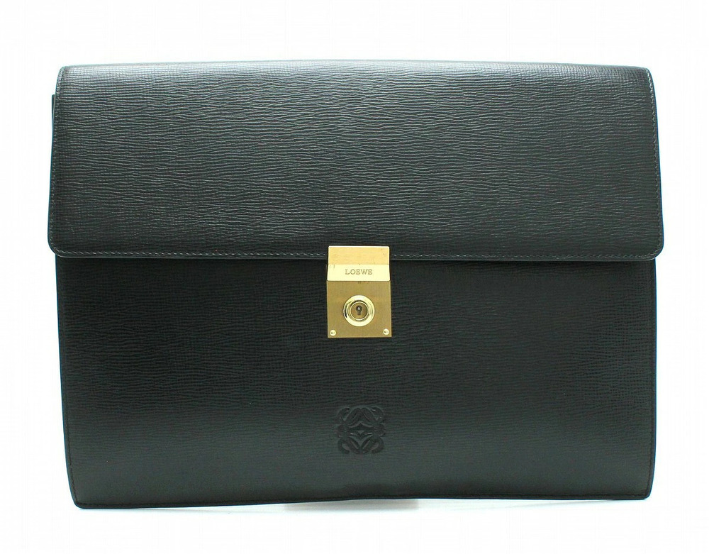 Loewe Anagram Clutch Bag Shoulder Leather Black